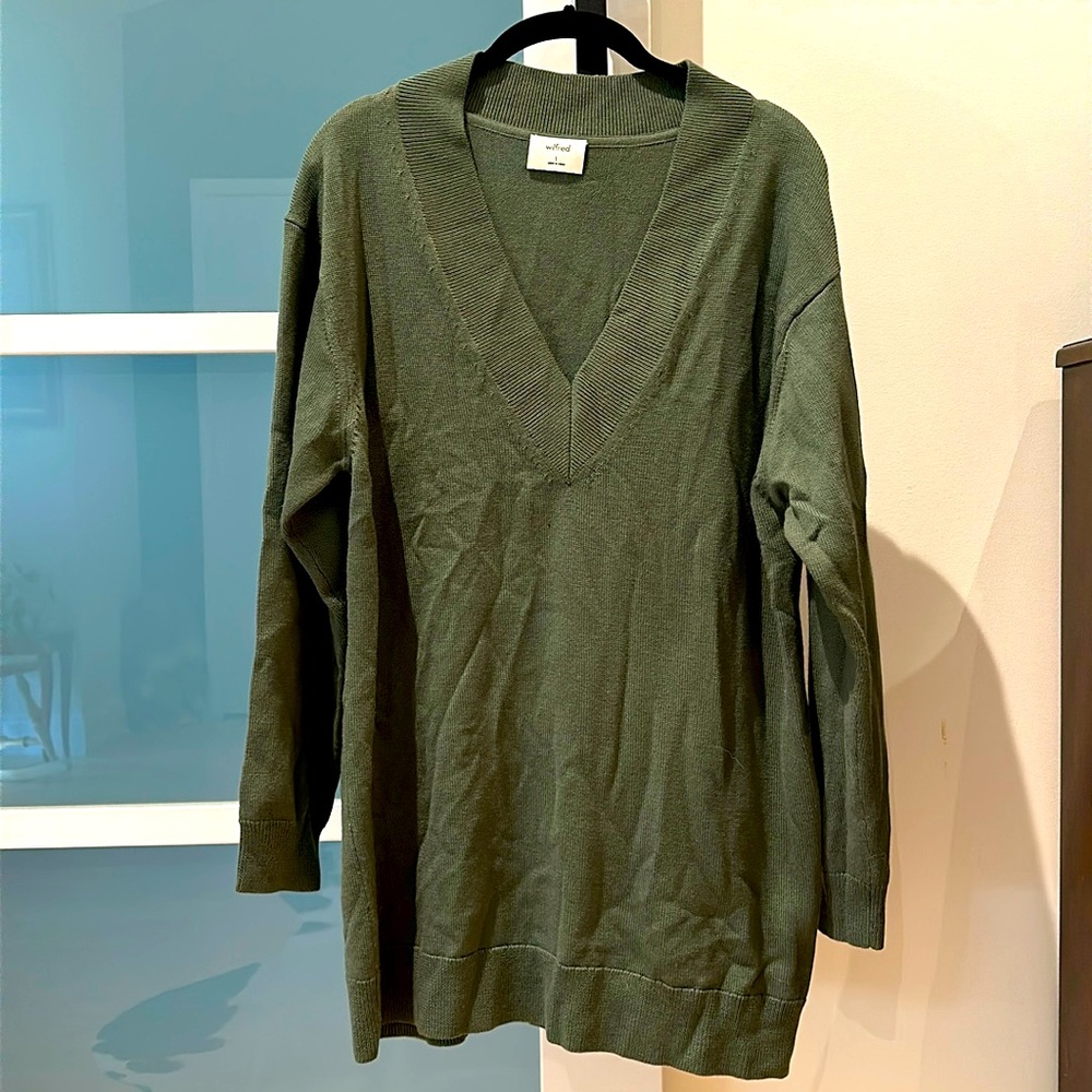 Wilfred army green size small long sweater. Merino wool